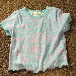 Pink & Blue Crop Top